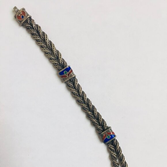 Silver and enamel bracelet - Picture 2 of 2